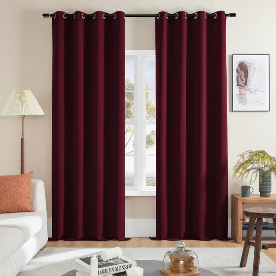 Imagem de Cortinas Blackout Rutterllow com isolamento térmico 132x241cm Borgonha