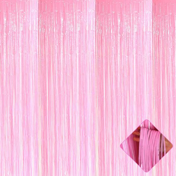Imagem de Cortinas de Alumínio com Franjas AIKENLIN - Pacote com 4 Unidades (1m x 2,5m) - Rosa