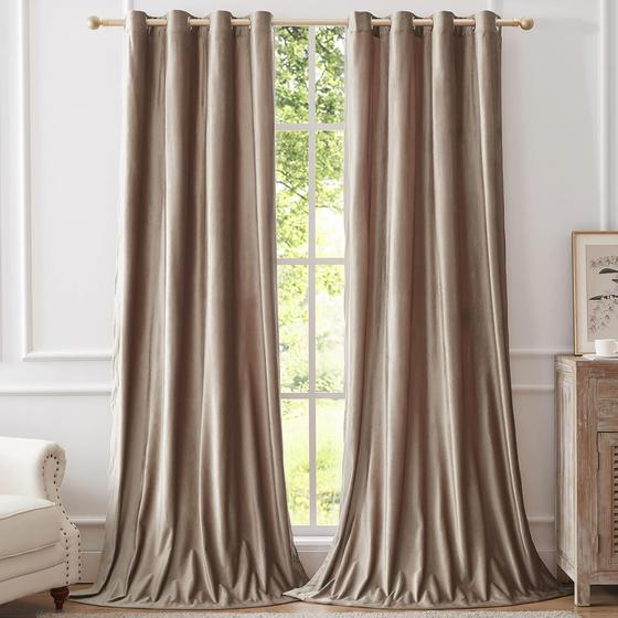 Imagem de Cortinas de Veludo BULBUL Taupe - 243cm (2 Unidades)