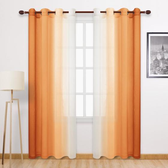 Imagem de Cortinas DWCN Faux Linen Ombre Sheer 132x229cm Sunset Orange