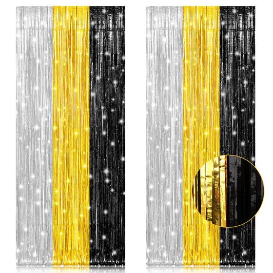 Imagem de Cortinas Fringe Streamers Backdrop PIGETALE, pacote com 2, 2,5 x 2,5 m