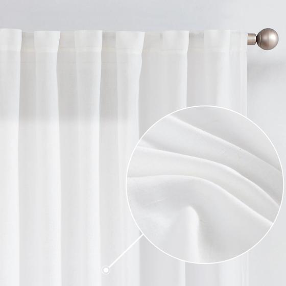 Imagem de Cortinas jinchan Linen Blend White 229x228cm para sala de estar