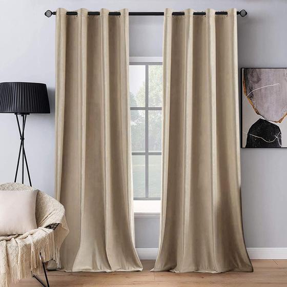 Imagem de Cortinas MIULEE Blackout Velvet 2 painéis 132x274cm Camel Bei