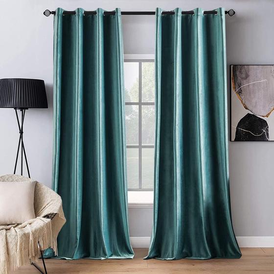 Imagem de Cortinas MIULEE Blackout Velvet 2 painéis 132x274cm Teal