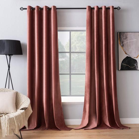 Imagem de Cortinas MIULEE Elegant Velvet Dusty Rose Pink 132x244cm