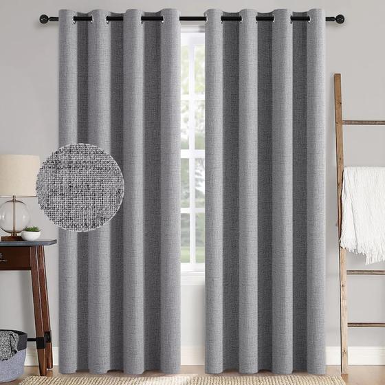 Imagem de Cortinas MIULEE Linho Texturizado 229x229cm 100% Blackout Grey