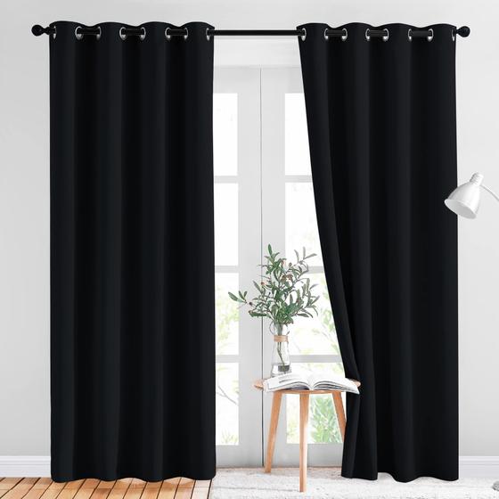 Imagem de Cortinas NICETOWN Blackout 213 cm com isolamento térmico, 2 painéis