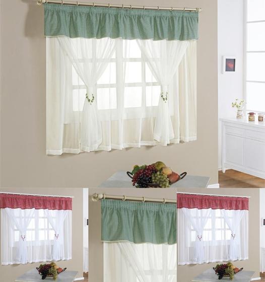 Imagem de cortinas para cozinha moderna 2 metros curtinas elegante com forro em voal lindo