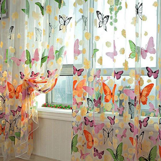 Imagem de Cortinas Sheer Voile Tule HMANE - Estampa Offset para Janelas e Portas