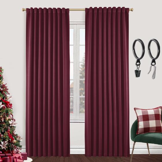 Imagem de Cortinas SHINELAND Cranberry Burgundy 260 cm 100% Blackout x2