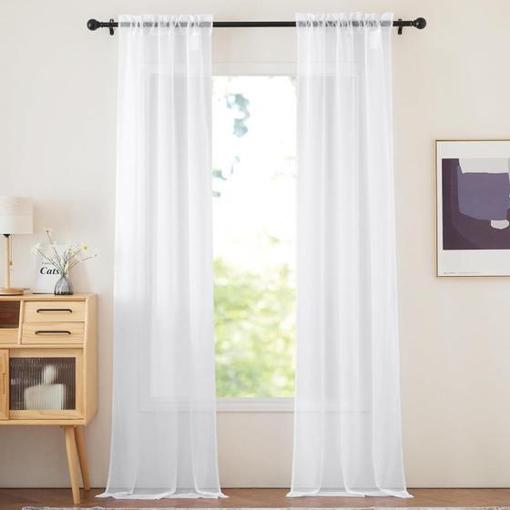 Imagem de Cortinas transparentes NICETOWN White, 550 cm de comprimento, bolso com 2 painéis