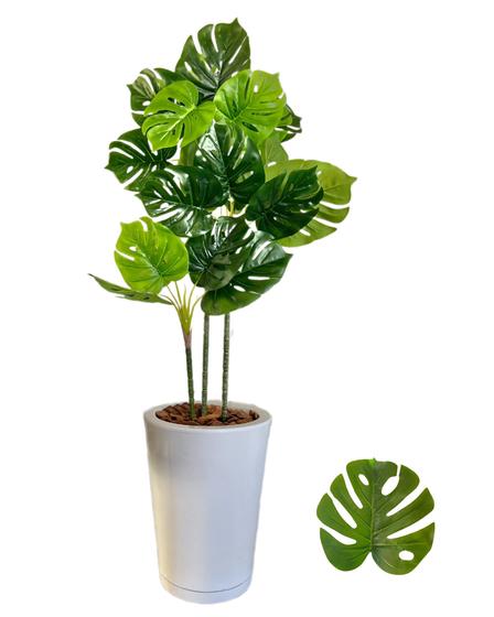 Imagem de Costela de Adão Planta Artificial 3 Troncos Com Vaso Liso