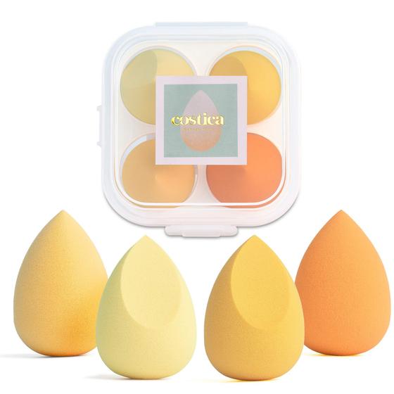 Imagem de COSTICA Maquiagem Esponja Set Liquidificador, Beleza Esponja Maquiagem Liquidificador Impecável para Líquido - Multi Colorido 4 pcs Mango Series