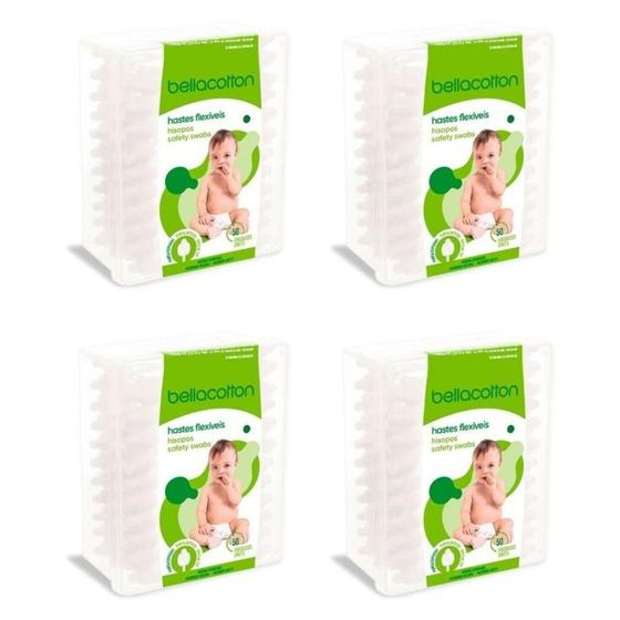 Imagem de Cotonete Para Bebê Bellacotton Kit 4 Com 50 Unidades Cada
