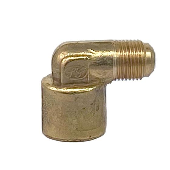 Imagem de Cotovelo de Latão 1/2" NPT x 3/8" SAE Macho e Fêmea