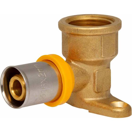 Imagem de Cotovelo Multicamadas PEX GÁS 16mm x 1/2"(F) com Suporte