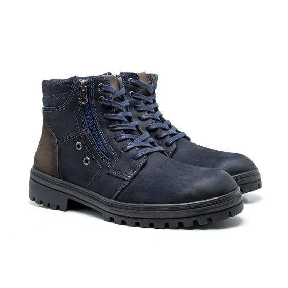 Imagem de Coturno Adventure Bota Couro Masculino Solado Tratorado Colarinho Espumado Amarração Casual Conforto