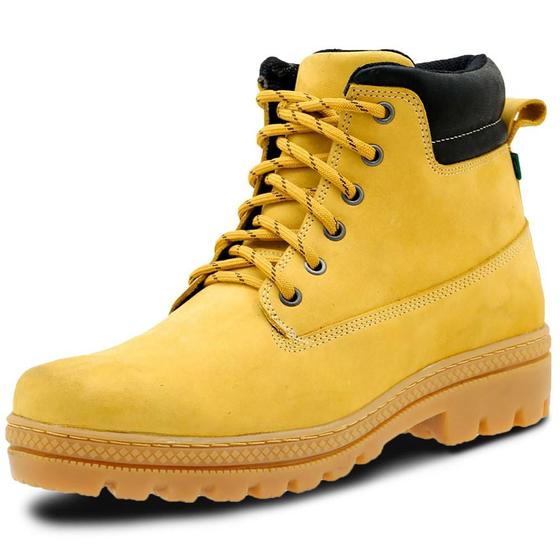 Imagem de Coturno Adventure casual cano médio couro amarelo Pierrô