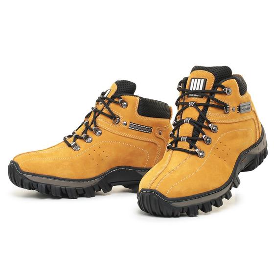 Imagem de Coturno Adventure Masculino Couro Confortável Leve Amarelo