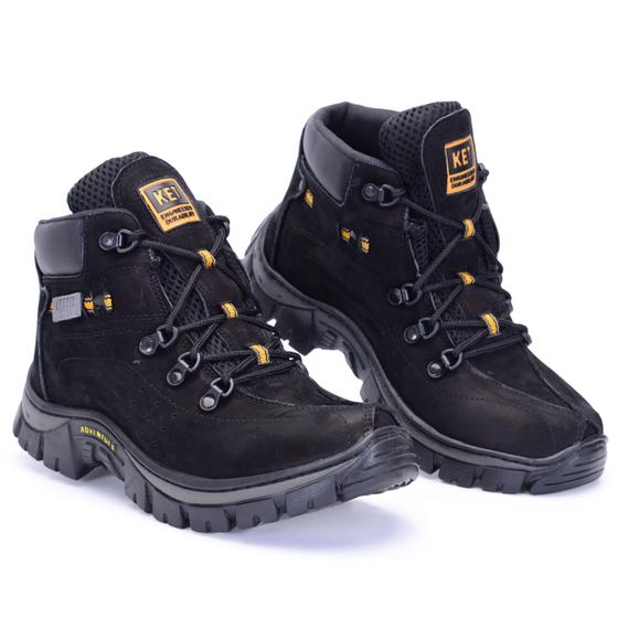 Imagem de Coturno Adventure Tênis Couro Legitimo Bota Masculino Preto