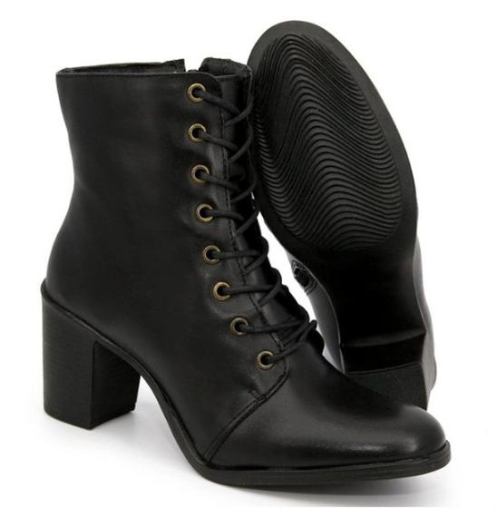 Imagem de Coturno Bota Feminina moda inverno couro degriffe 9032 preto