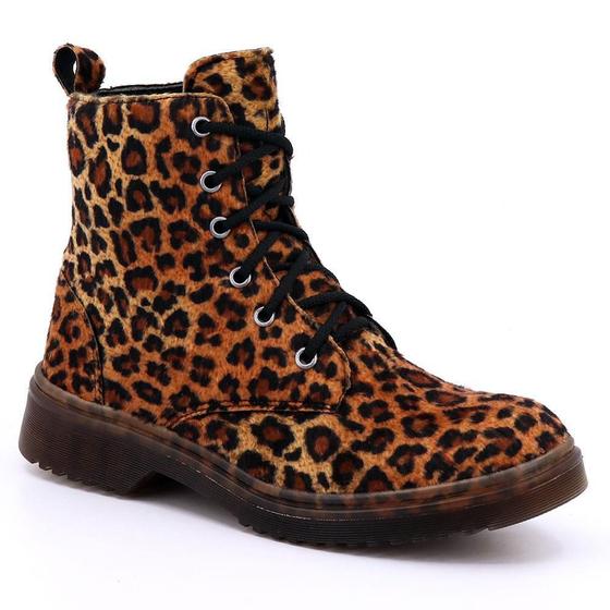 Imagem de Coturno Feminino Animal Print Estilo Antiderrapante Conforto