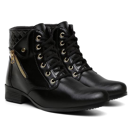 Imagem de Coturno Feminino Preto Bota Feminina Nova Coleção Cadarço Bota Feminina Cano Médio Exclusiva