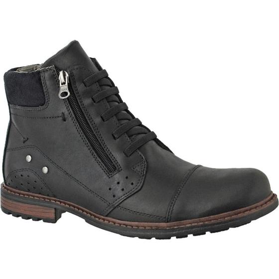 Imagem de Coturno Masculino Bota Couro Linha Premium Zíper Lateral Cor Preto