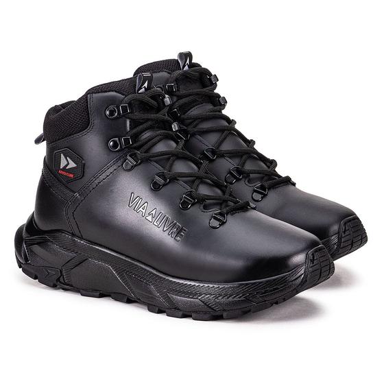 Imagem de Coturno Masculino de Couro Legitimo Confortavel Resistente Trekking Bota Adventure Masculina