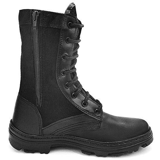 Coturno Militar Tático Masculino Preta com Zíper Lateral Couro Legítimo Menor preço em Coturno Militar Tático Masculino Preta com Zíper Lateral Couro Legítimo