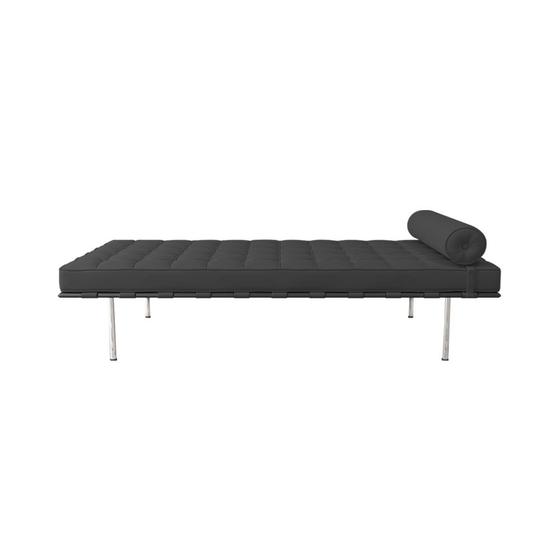 Imagem de Couch Barcelona Inox em Couro Natural Preto