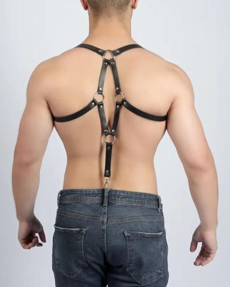 Imagem de Couro arreio masculino suspensório harness