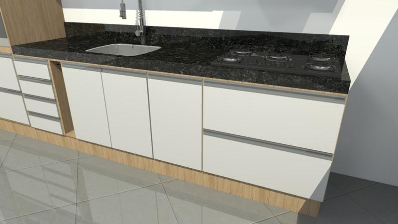 Imagem de Cozinha 100% MDF com portinha em vidro