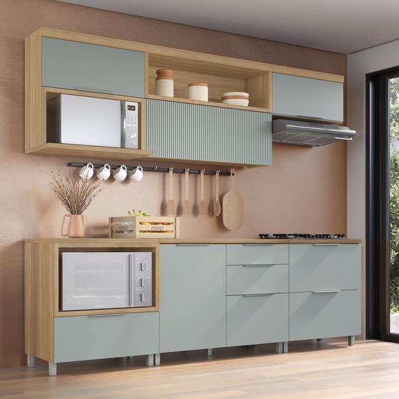 Cozinha 6 Peças 5 Portas 5 Gavetas Com Armário Aéreo 100% Mdf Marquesa - Nesher Móveis Imagem de Cozinha 6 Peças 5 Portas 5 Gavetas Com Armário Aéreo 100% Mdf Marquesa