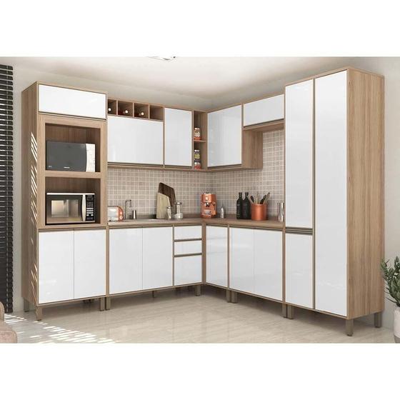 Imagem de Cozinha 8 Pçs Com Armário E Balcão Mel Vanilla Com Branco