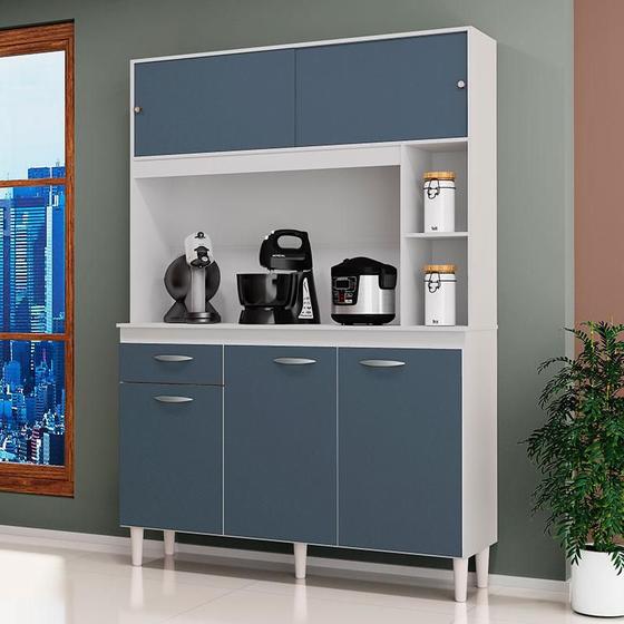 Cozinha Ambiente Kit Duda 120 cm Branco Cinza Platinum - Poquema Menor preço em Cozinha Ambiente Kit Duda 120 cm Branco Cinza Platinum - Poquema