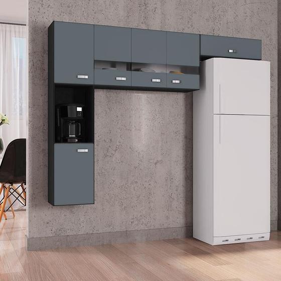 Cozinha Ambiente Suspensa Julia 3 Peças Preto Cinza Platinum Poquema Menor preço em Cozinha Ambiente Suspensa Julia 3 Peças Preto Cinza Platinum Poquema