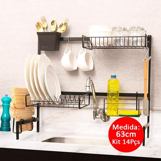 Cozinha Autossustentável 63cm C/ Escorredor Modular Luxo Preto Menor preço em Cozinha Autossustentável 63cm C/ Escorredor Modular Luxo Preto