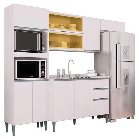 Imagem de Cozinha com Balcão de Pia Aline Branco - Poquema