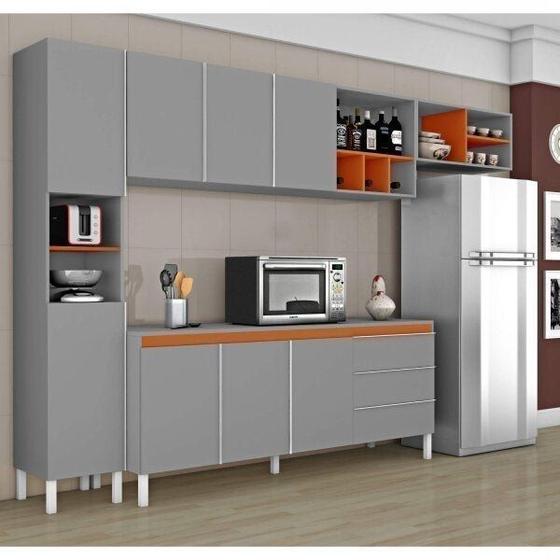 Imagem de Cozinha Compacta 1 Balcão 1 Paneleiro e 1 Armário de Geladeira Nice II Espresso Móveis