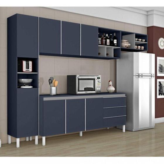 Imagem de Cozinha Compacta 1 Balcão 1 Paneleiro e 1 Armário de Geladeira Nice II Espresso Móveis