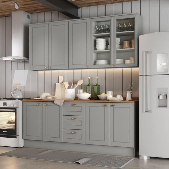 Imagem de Cozinha Compacta 100% Mdf 4 Peças com Portas de Vidro Americana