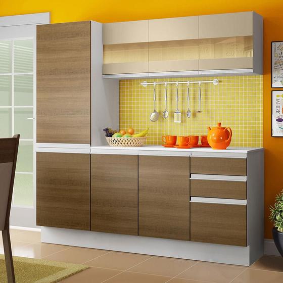 Imagem de Cozinha Compacta 100% MDF Madesa Smart 170 cm Com Armário, Balcão e Tampo