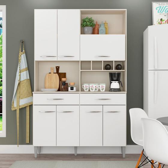 Cozinha Compacta 119 x 194 Cm Balcão Tampo MDP Champanhe Branco 0580 - MENU Menor preço em Cozinha Compacta 119 x 194 Cm Balcão Tampo MDP Champanhe Branco 0580 - MENU