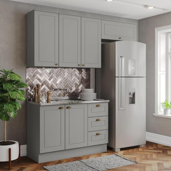 Cozinha Compacta 3 Peças 100% Mdf Americana Cinza - Henn Menor preço em Cozinha Compacta 3 Peças 100% Mdf Americana Cinza - Henn
