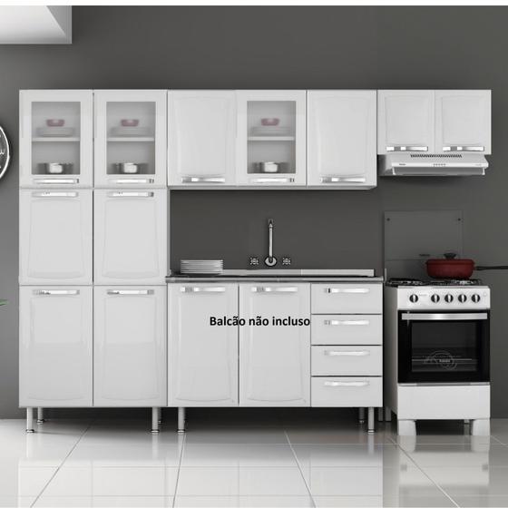 Imagem de Cozinha Compacta 3 Peças 3 Portas em Vidro Itanew Itatiaia Branco
