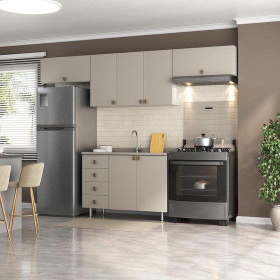 Imagem de Cozinha Compacta 4 Peças 100% Mdf Bp 1 Balcão 3 Aereos Maranello Branco/Urbi