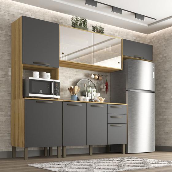 Cozinha Compacta 4 Peças 8 Portas 2 Gavetas Bella Sallêto Móveis Menor preço em Cozinha Compacta 4 Peças 8 Portas 2 Gavetas Bella Sallêto Móveis