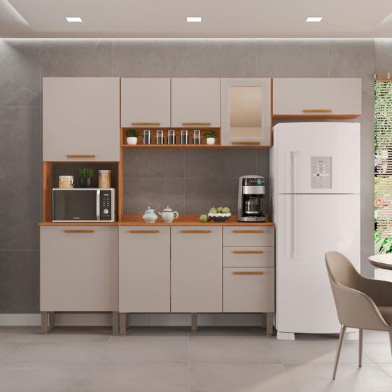 Cozinha Compacta 4 Peças 9 Portas 2 Gavetas Bella - Sallêto Móveis Imagem de Cozinha Compacta 4 Peças 9 Portas 2 Gavetas Bella