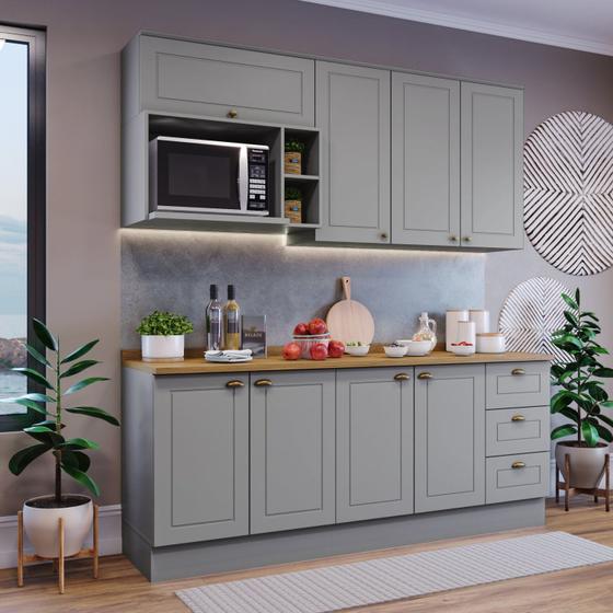 Imagem de Cozinha Compacta 5 Peças com Balcão Para Cooktop Emily Espresso Móveis